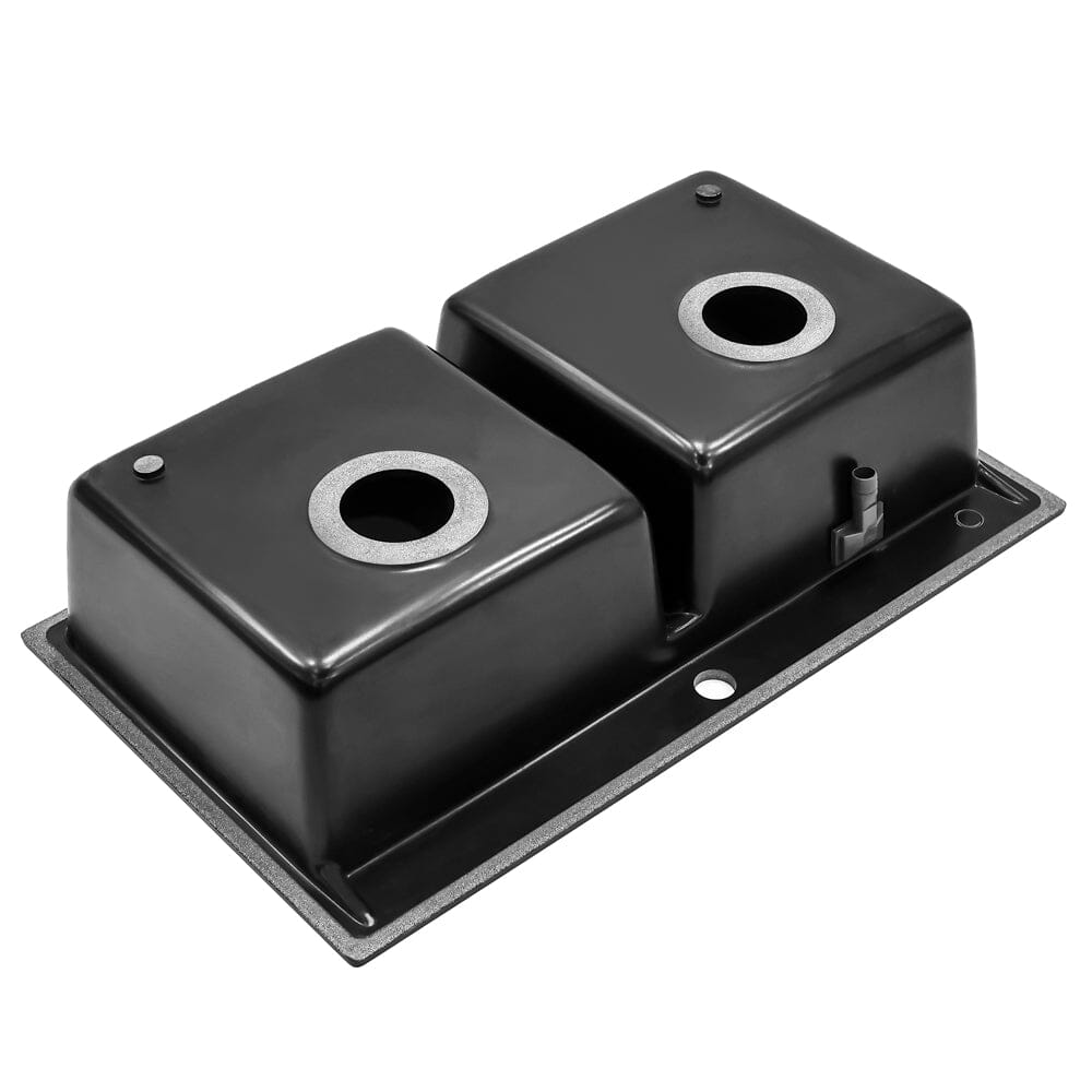 Quartz Undermount Kitchen Sink Double Bowl Black/Grey - House Comfort
