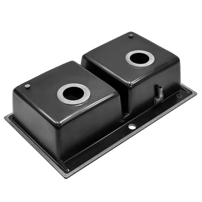 Quartz Undermount Kitchen Sink Double Bowl Black/Grey - House Comfort