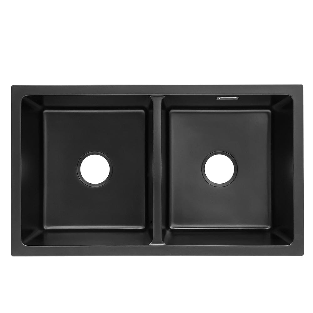 Quartz Undermount Kitchen Sink Double Bowl Black/Grey - House Comfort