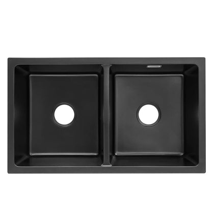 Quartz Undermount Kitchen Sink Double Bowl Black/Grey - House Comfort