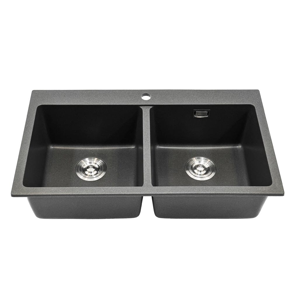 Quartz Undermount Kitchen Sink Double Bowl Black/Grey - House Comfort