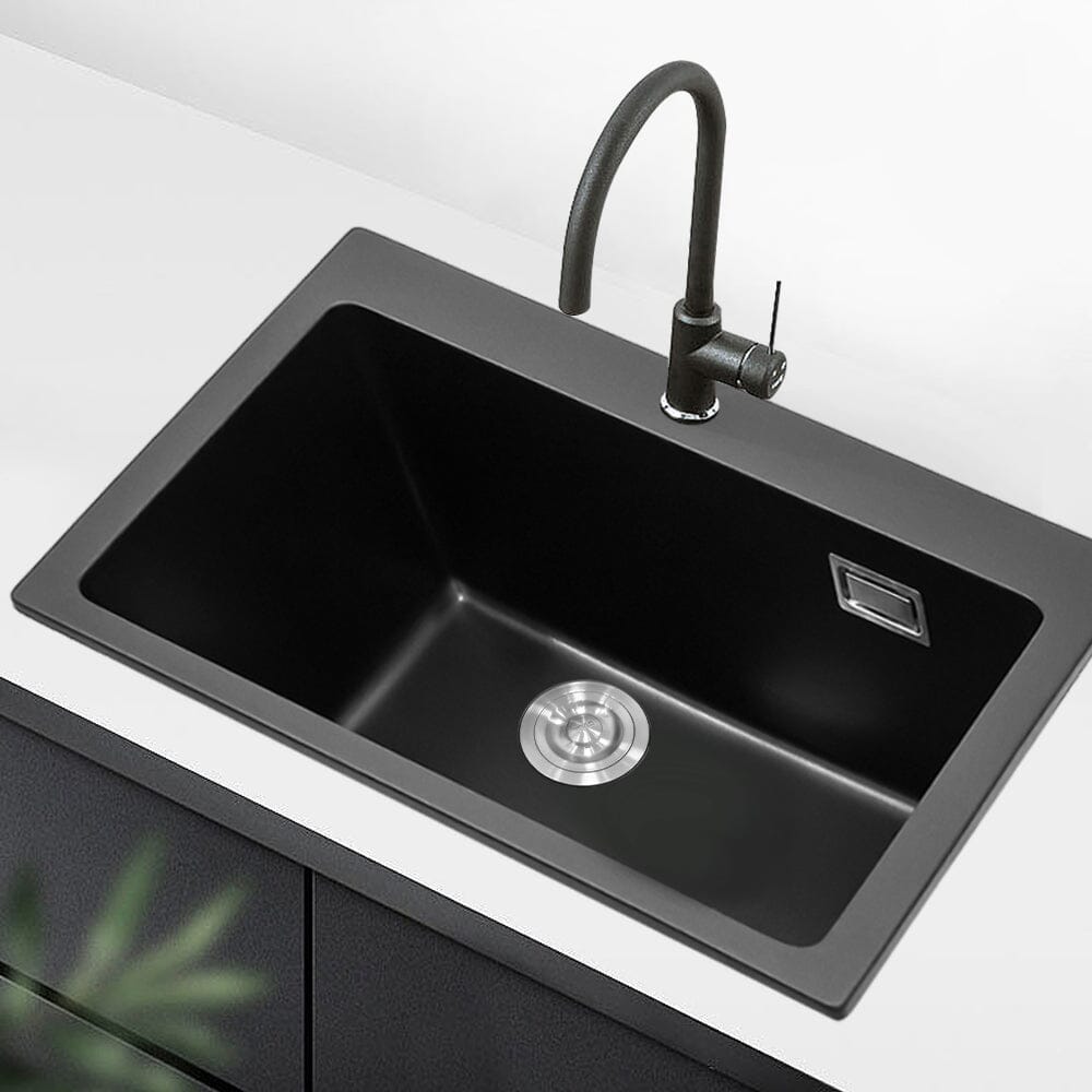 Quartz Undermount Kitchen Sink Single Bowl in Black - House Comfort