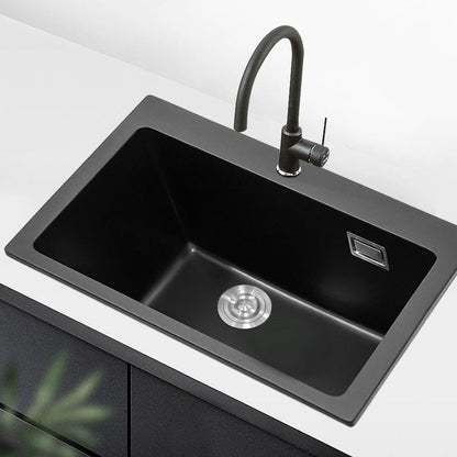 Quartz Undermount Kitchen Sink Single Bowl in Black - House Comfort