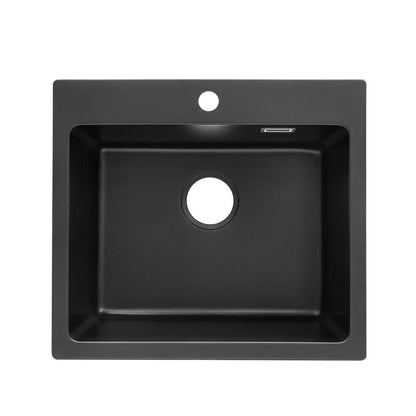Quartz Undermount Kitchen Sink Single Bowl in Black - House Comfort