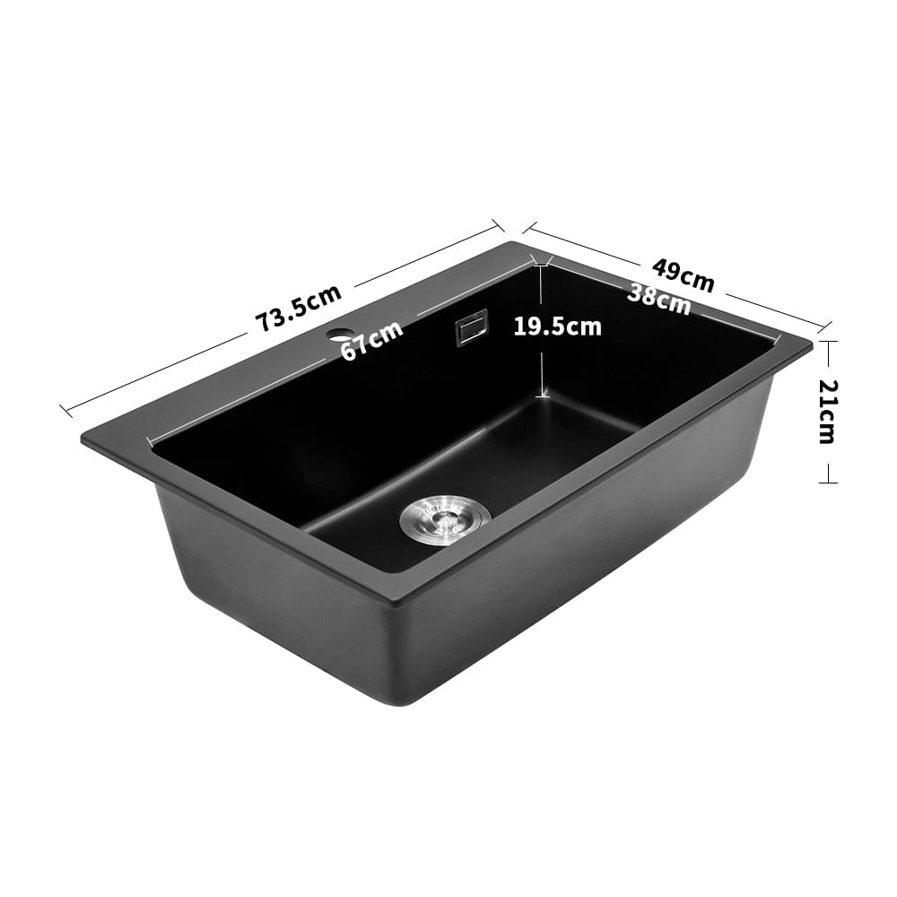 Quartz Undermount Kitchen Sink Single Bowl in Black - House Comfort