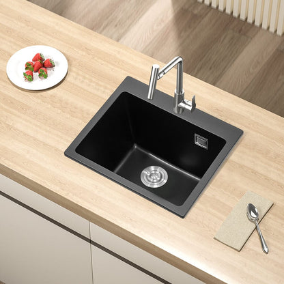 Quartz Undermount Kitchen Sink Single Bowl in Black - House Comfort