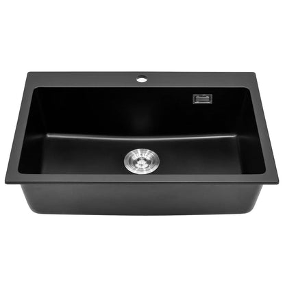 Quartz Undermount Kitchen Sink Single Bowl in Black - House Comfort