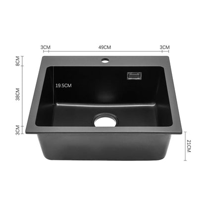 Quartz Undermount Kitchen Sink Single Bowl in Black - House Comfort
