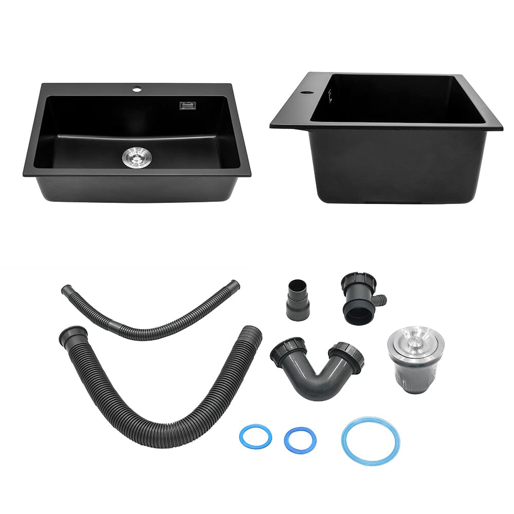 Quartz Undermount Kitchen Sink Single Bowl in Black - House Comfort