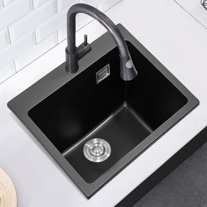 Quartz Undermount Kitchen Sink Single Bowl in Black - House Comfort