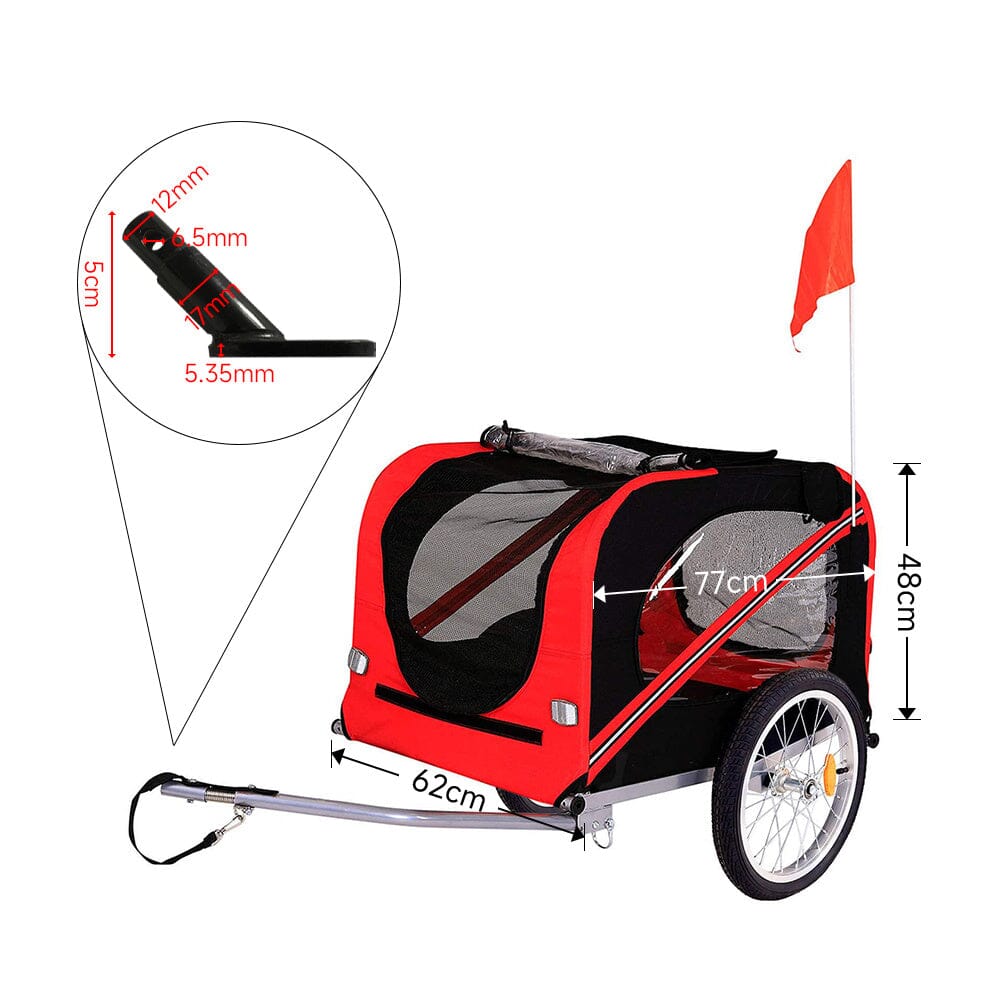 Red Waterproof Pet Trailer with Adjustable Handle and Reflective Safety Panels - House Comfort