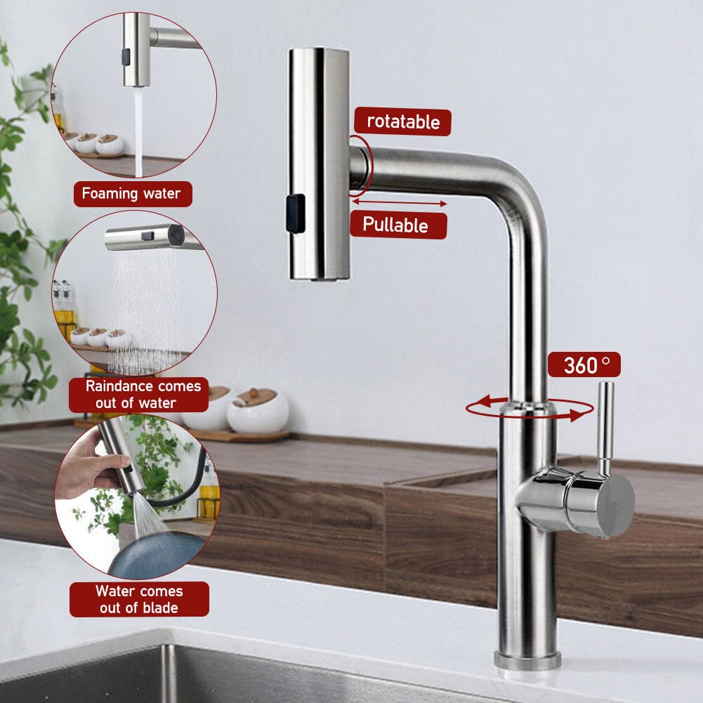 Retractable Pulldown Kitchen Mixer Faucet 2 Function Spout Faucets - House Comfort