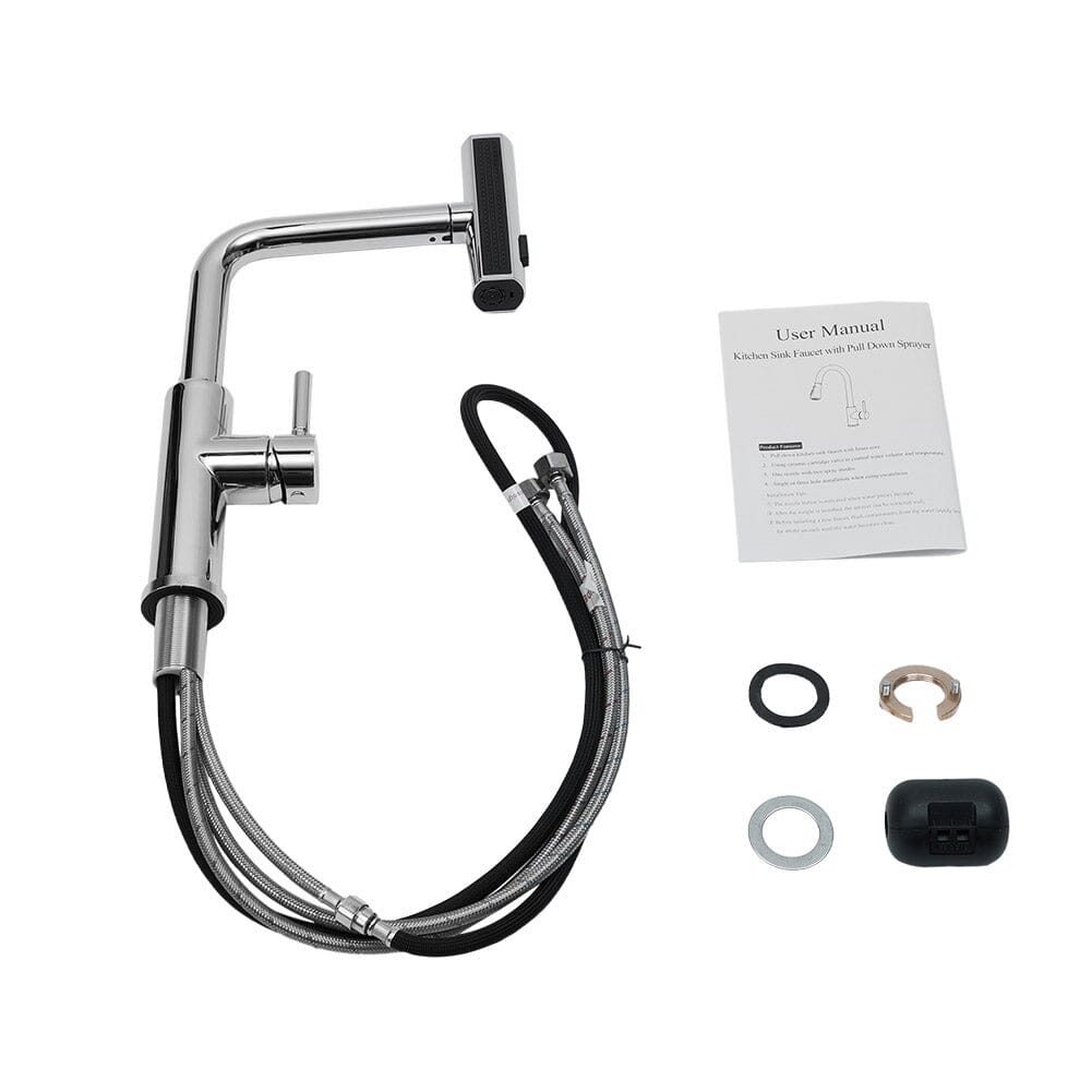 Retractable Pulldown Kitchen Mixer Faucet 2 Function Spout Faucets - House Comfort