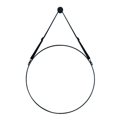 Retro Round Hanging Mirror with Adjustable Leather Strap - House Comfort