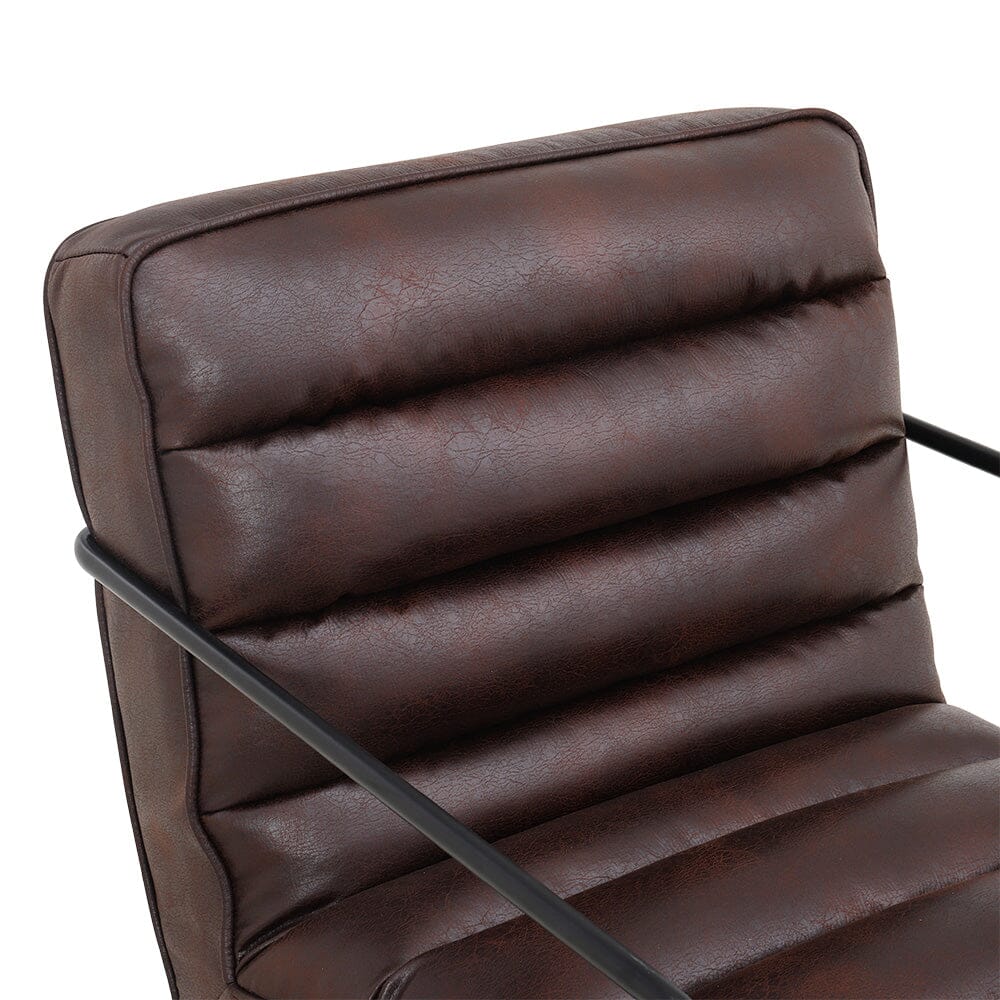Retro Style PU leather Upholstered Armchair Metal Base Office Chair - House Comfort