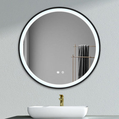 Round Metal Framed LED Wall Mirror - House Comfort