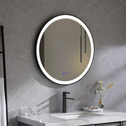 Round Metal Framed LED Wall Mirror - House Comfort