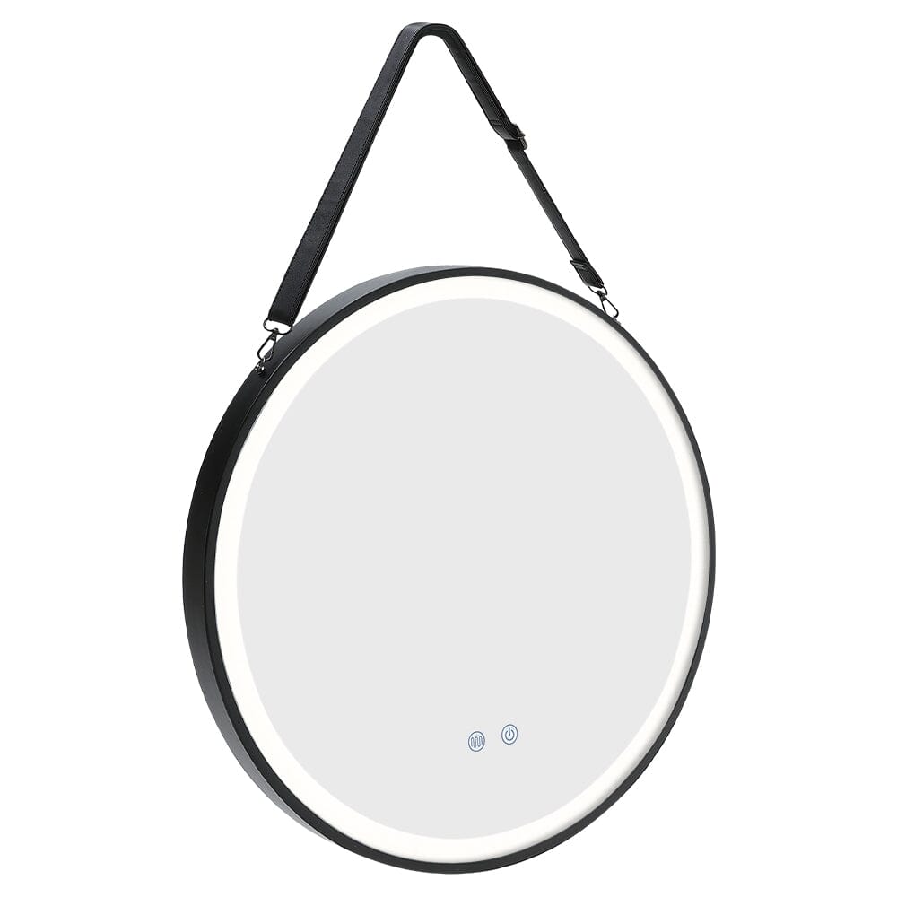 Round Metal LED Mirror with Hanging Strap - House Comfort