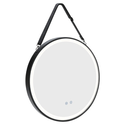 Round Metal LED Mirror with Hanging Strap - House Comfort