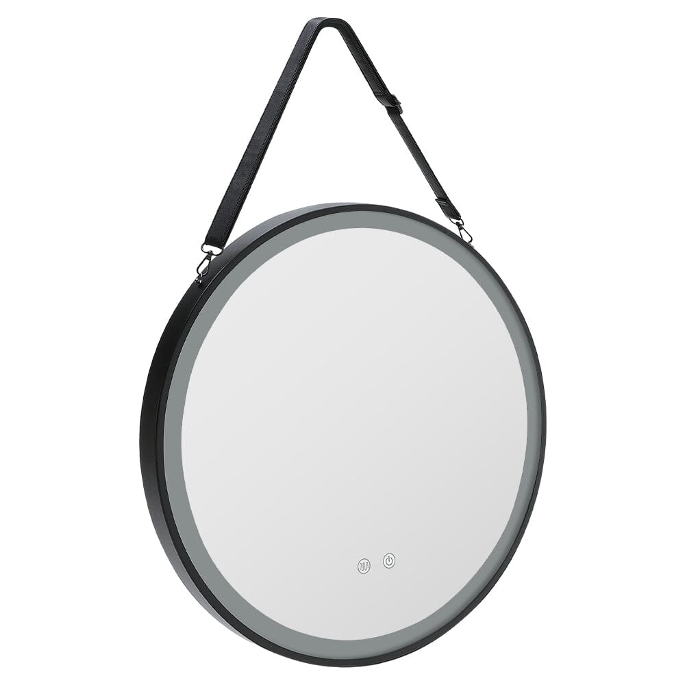 Round Metal LED Mirror with Hanging Strap - House Comfort