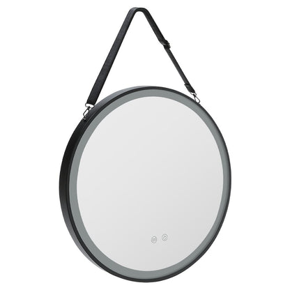 Round Metal LED Mirror with Hanging Strap - House Comfort