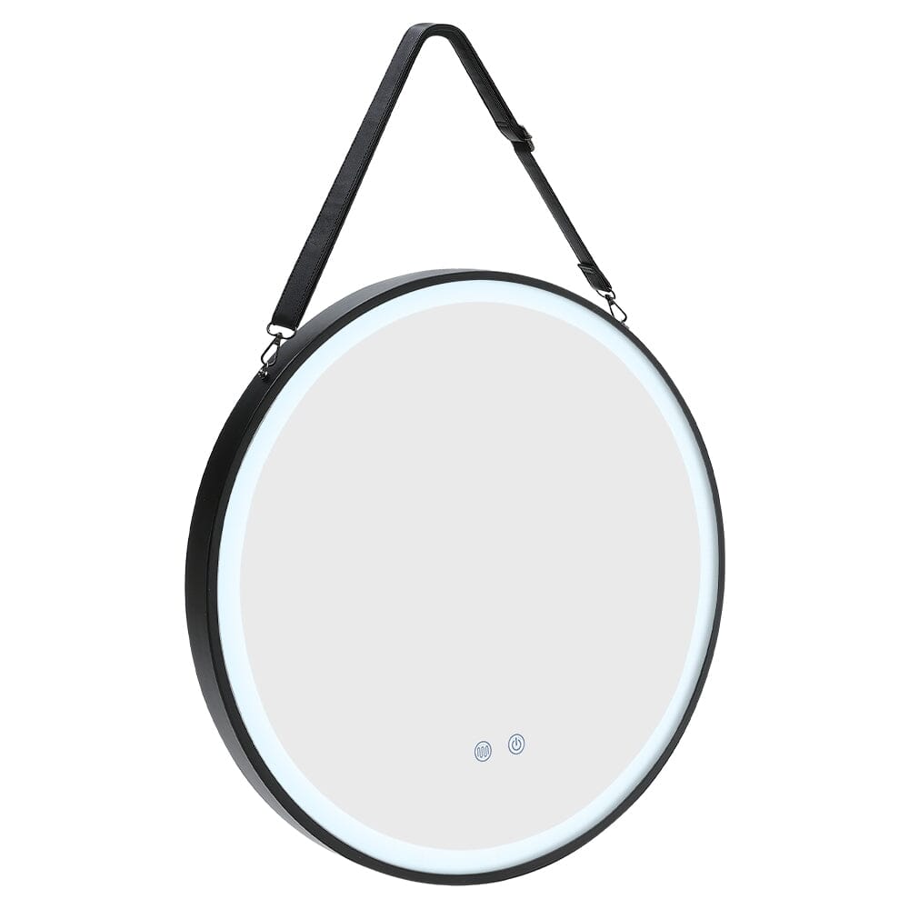 Round Metal LED Mirror with Hanging Strap - House Comfort