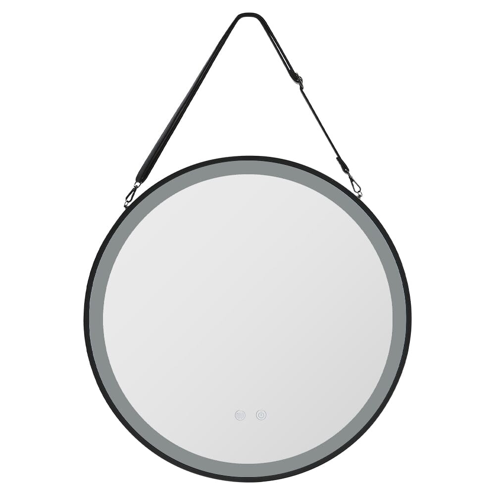 Round Metal LED Mirror with Hanging Strap - House Comfort