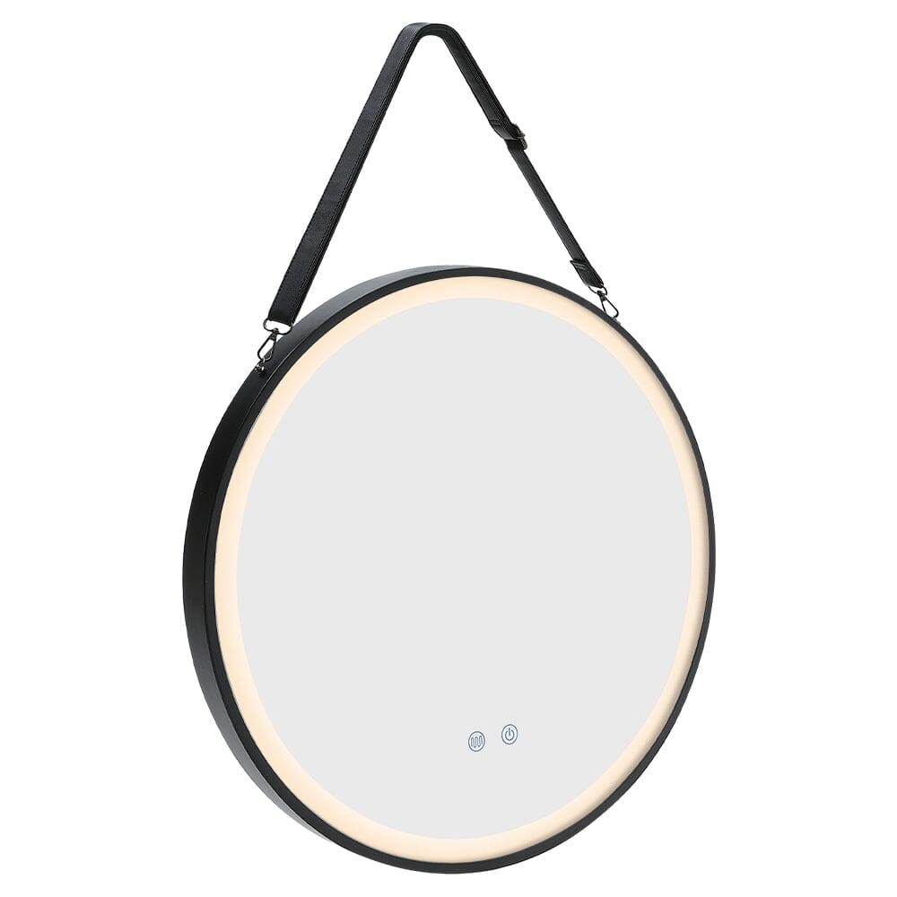 Round Metal LED Mirror with Hanging Strap - House Comfort