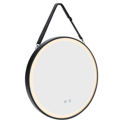 Round Metal LED Mirror with Hanging Strap - House Comfort
