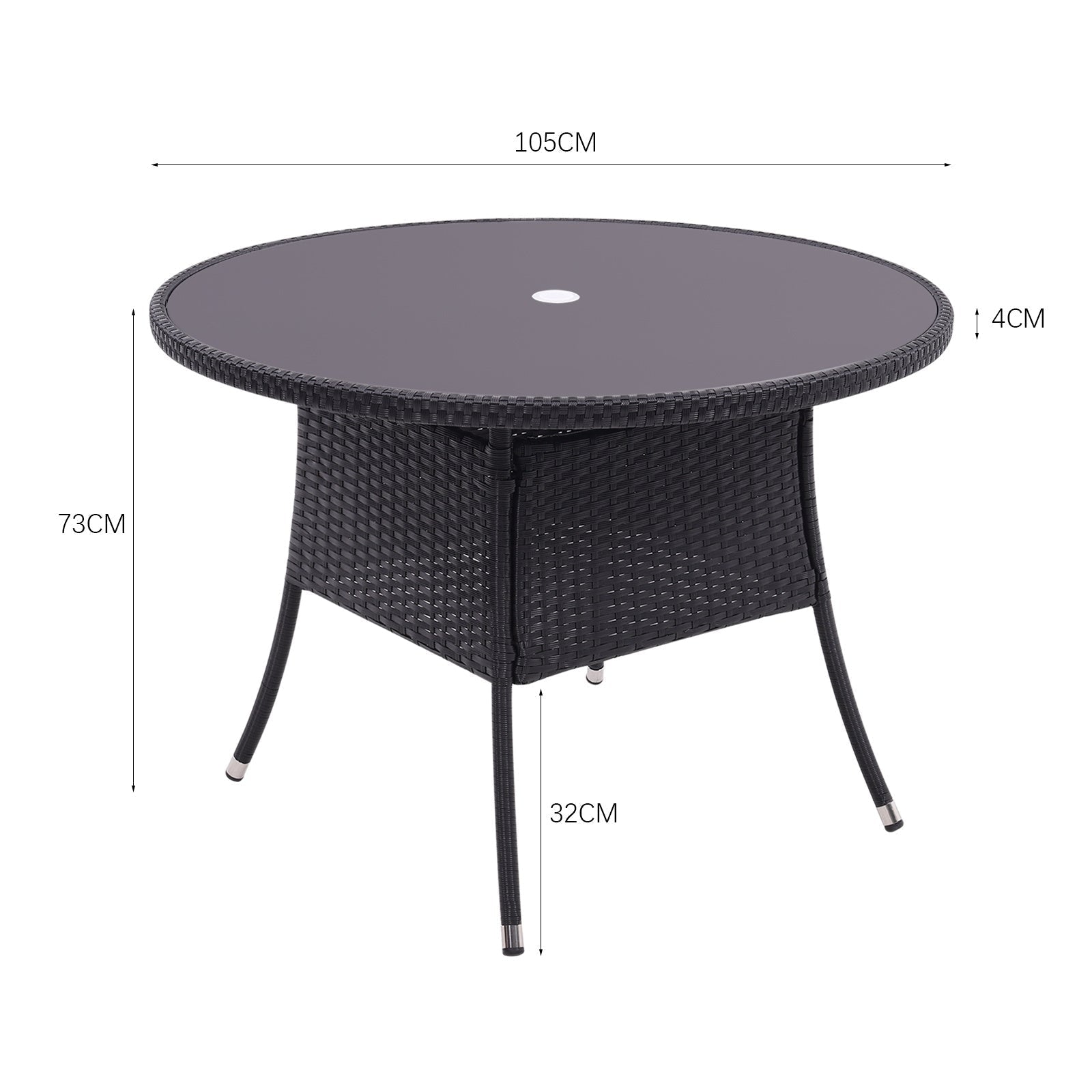 Round/Square Rattan Garden Table & Parasol Hole - House Comfort
