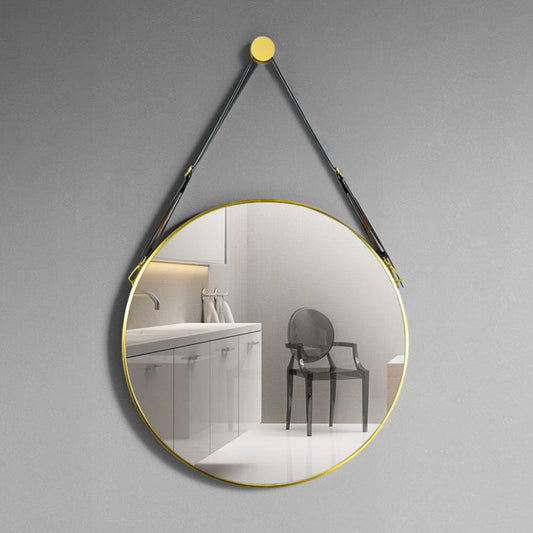 Scandinavian Minimalist Adjustable Round Hanging Mirror – 40cm Gold Finish - House Comfort