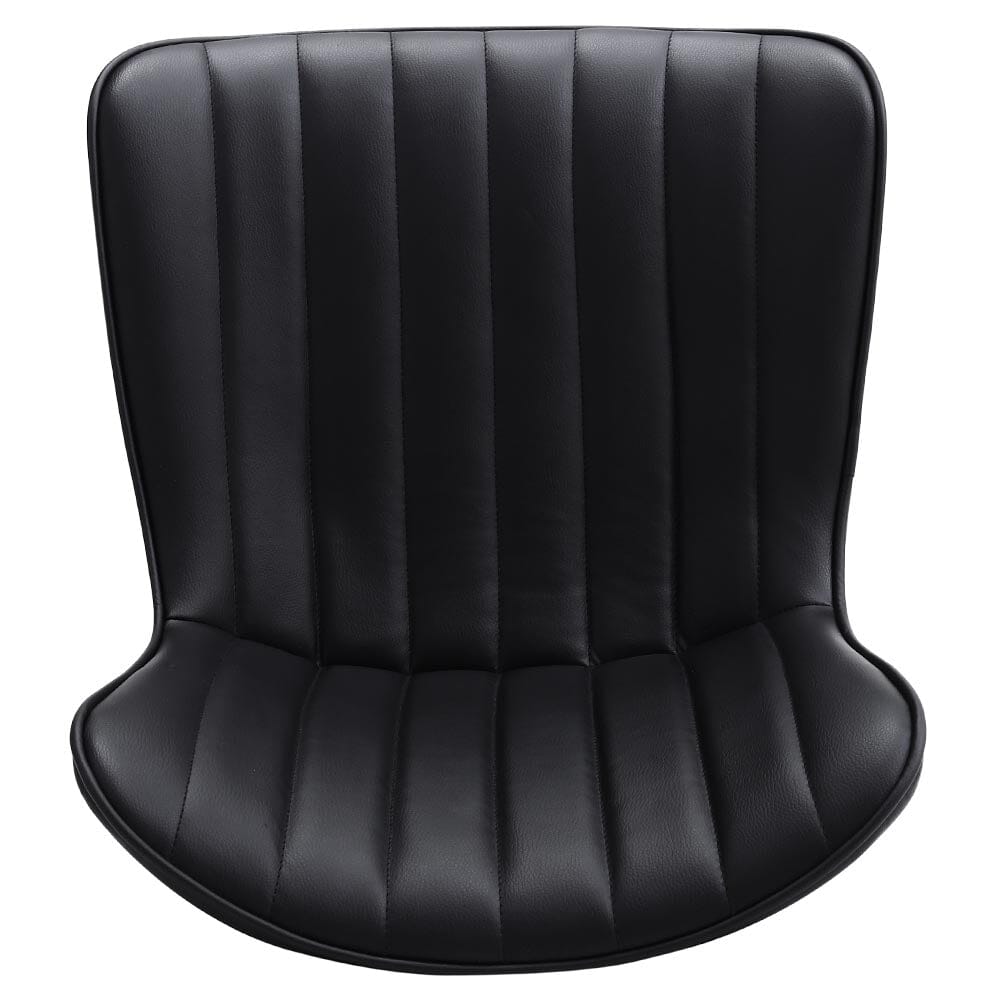 Set of 2 Bar Stools with Black Leather Swivel Adjustable Height - House Comfort