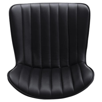 Set of 2 Bar Stools with Black Leather Swivel Adjustable Height - House Comfort