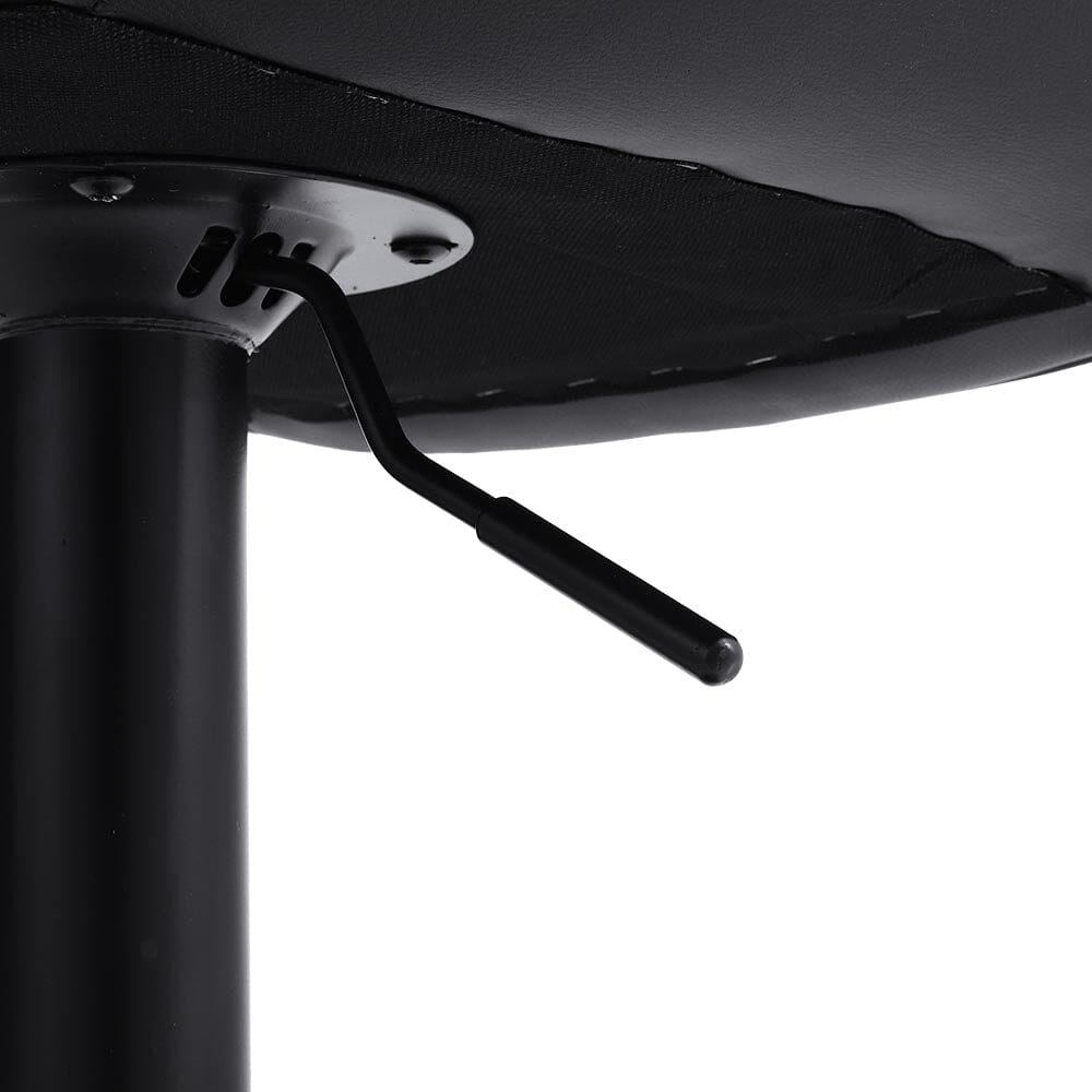 Set of 2 Bar Stools with Black Leather Swivel Adjustable Height - House Comfort