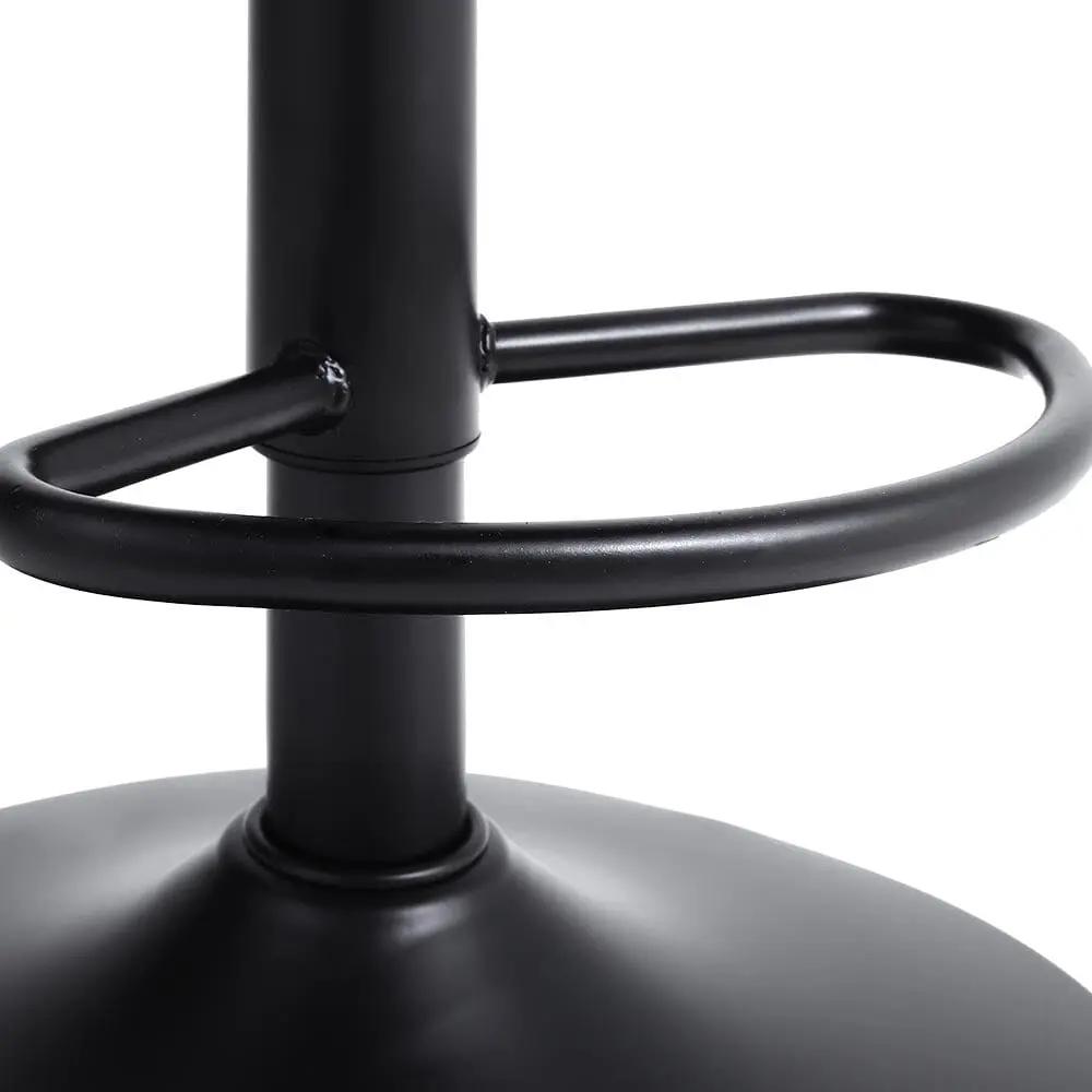 Set of 2 Bar Stools with Black Leather Swivel Adjustable Height - House Comfort