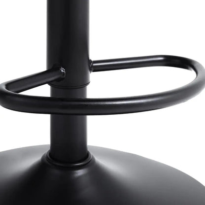 Set of 2 Bar Stools with Black Leather Swivel Adjustable Height - House Comfort