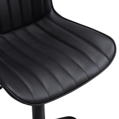Set of 2 Bar Stools with Black Leather Swivel Adjustable Height - House Comfort