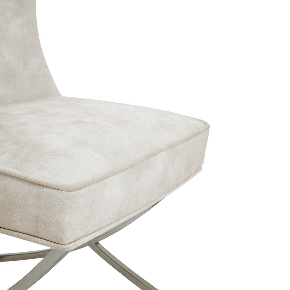 Set of 2 Beige High Back Dining Chairs with velvet Upholstered - House Comfort