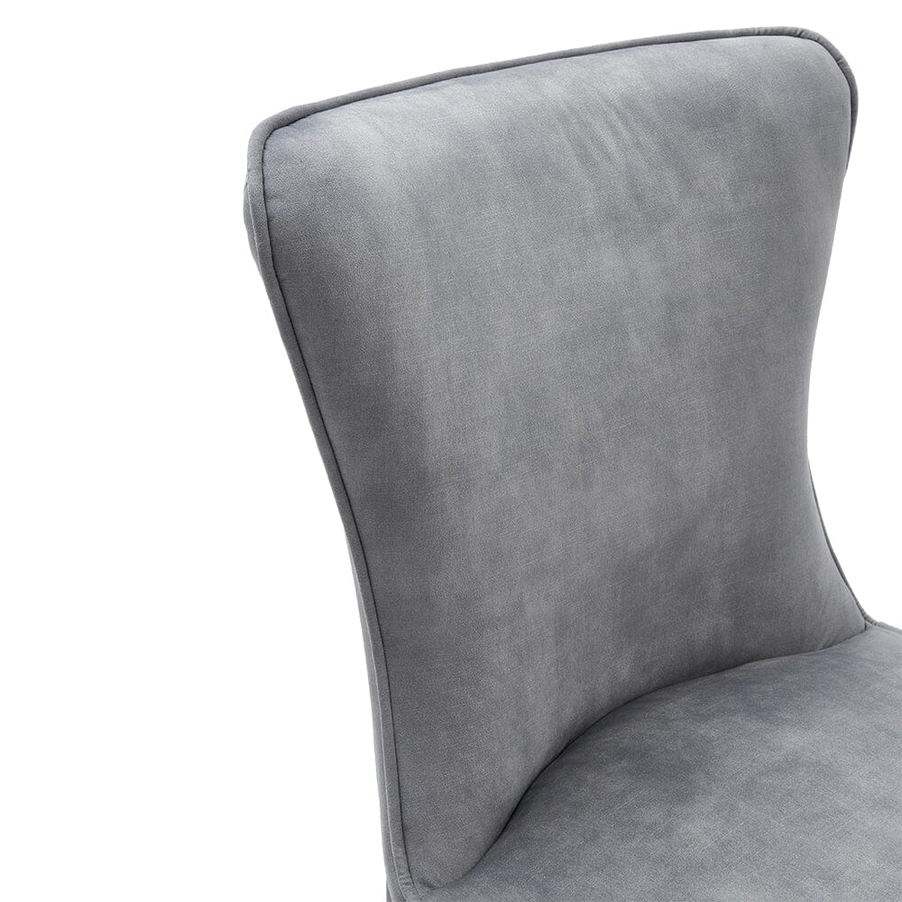 Set of 2 Beige High Back Dining Chairs with velvet Upholstered - House Comfort