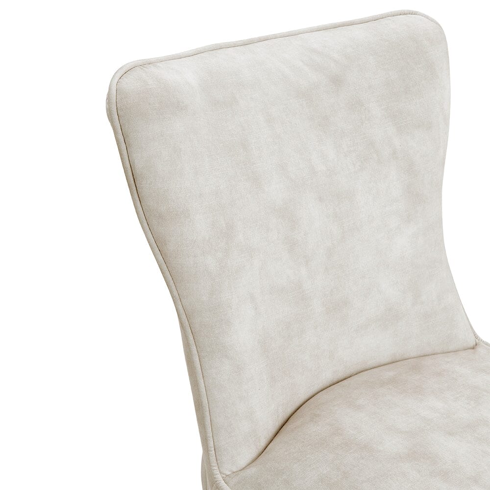 Set of 2 Beige High Back Dining Chairs with velvet Upholstered - House Comfort