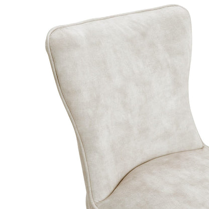 Set of 2 Beige High Back Dining Chairs with velvet Upholstered - House Comfort