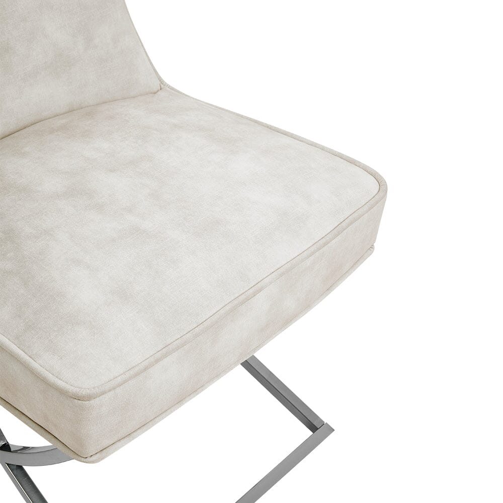 Set of 2 Beige High Back Dining Chairs with velvet Upholstered - House Comfort