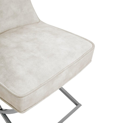 Set of 2 Beige High Back Dining Chairs with velvet Upholstered - House Comfort