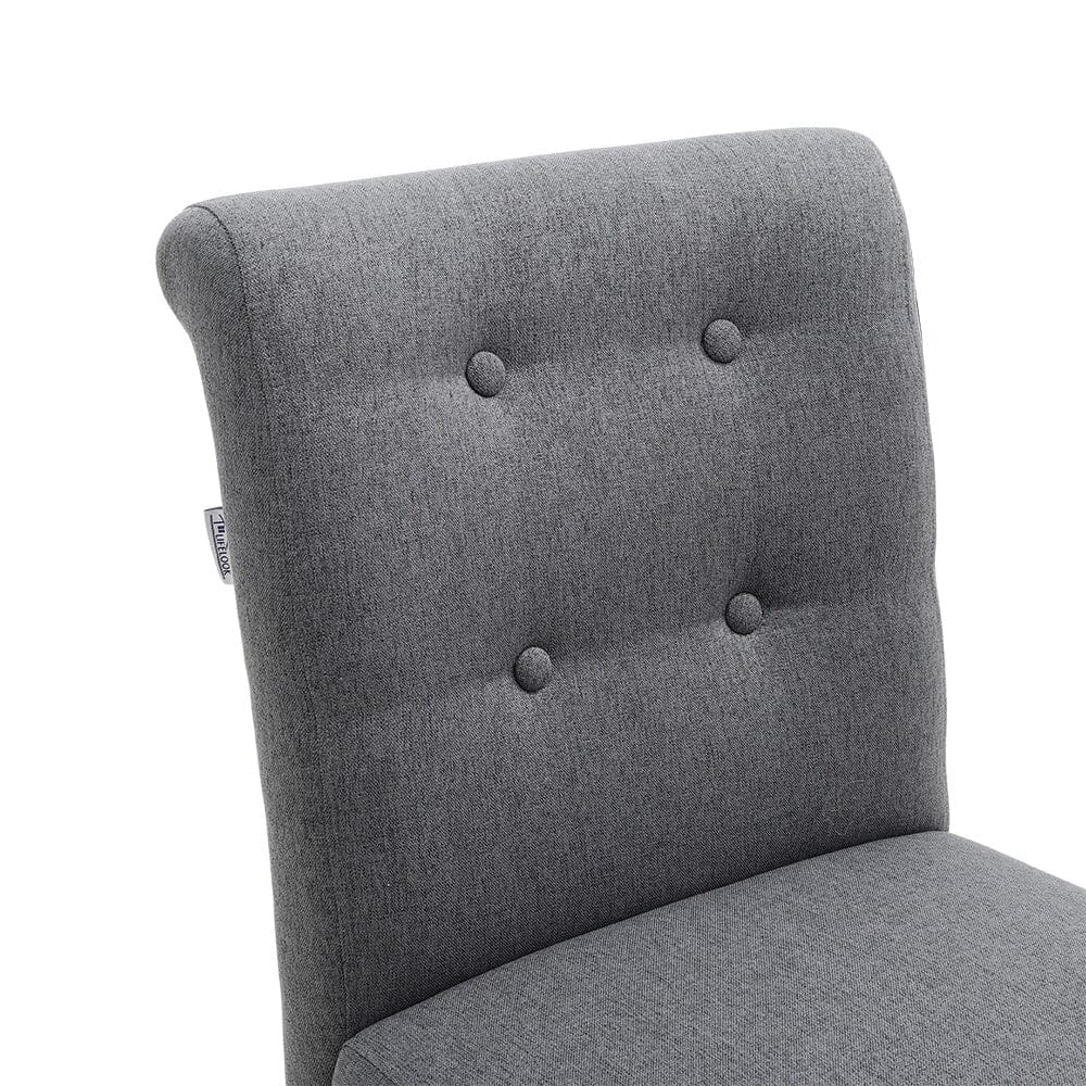 Set of 2 Contemporary Buttoned Accent Dining Chair Studded Rim Blue/Grey - House Comfort