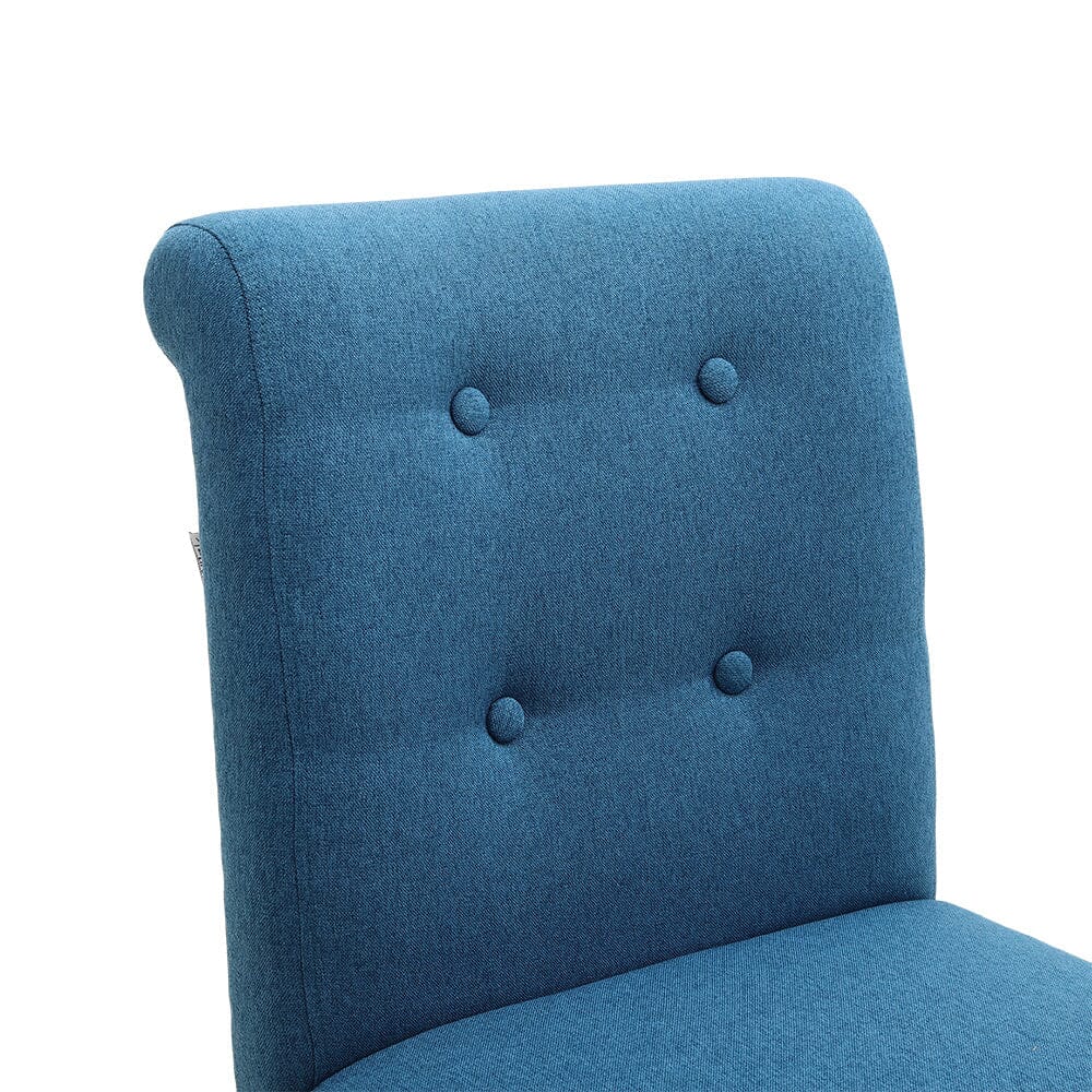 Set of 2 Contemporary Buttoned Accent Dining Chair Studded Rim Blue/Grey - House Comfort