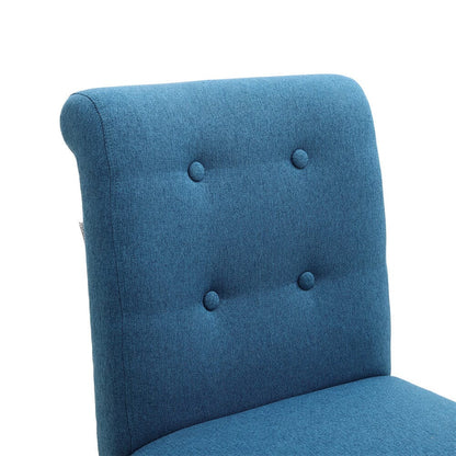 Set of 2 Contemporary Buttoned Accent Dining Chair Studded Rim Blue/Grey - House Comfort