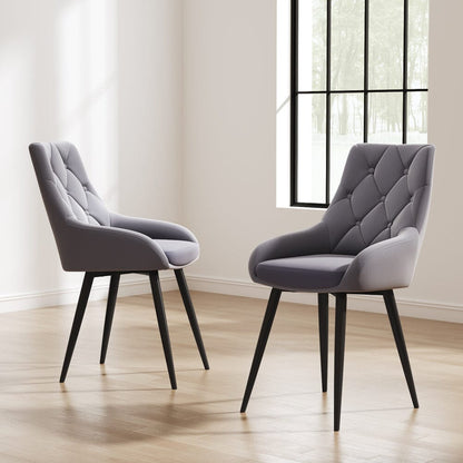 Set of 2 Dining Chair with Velvet Upholstery Green/Blue/Grey - House Comfort