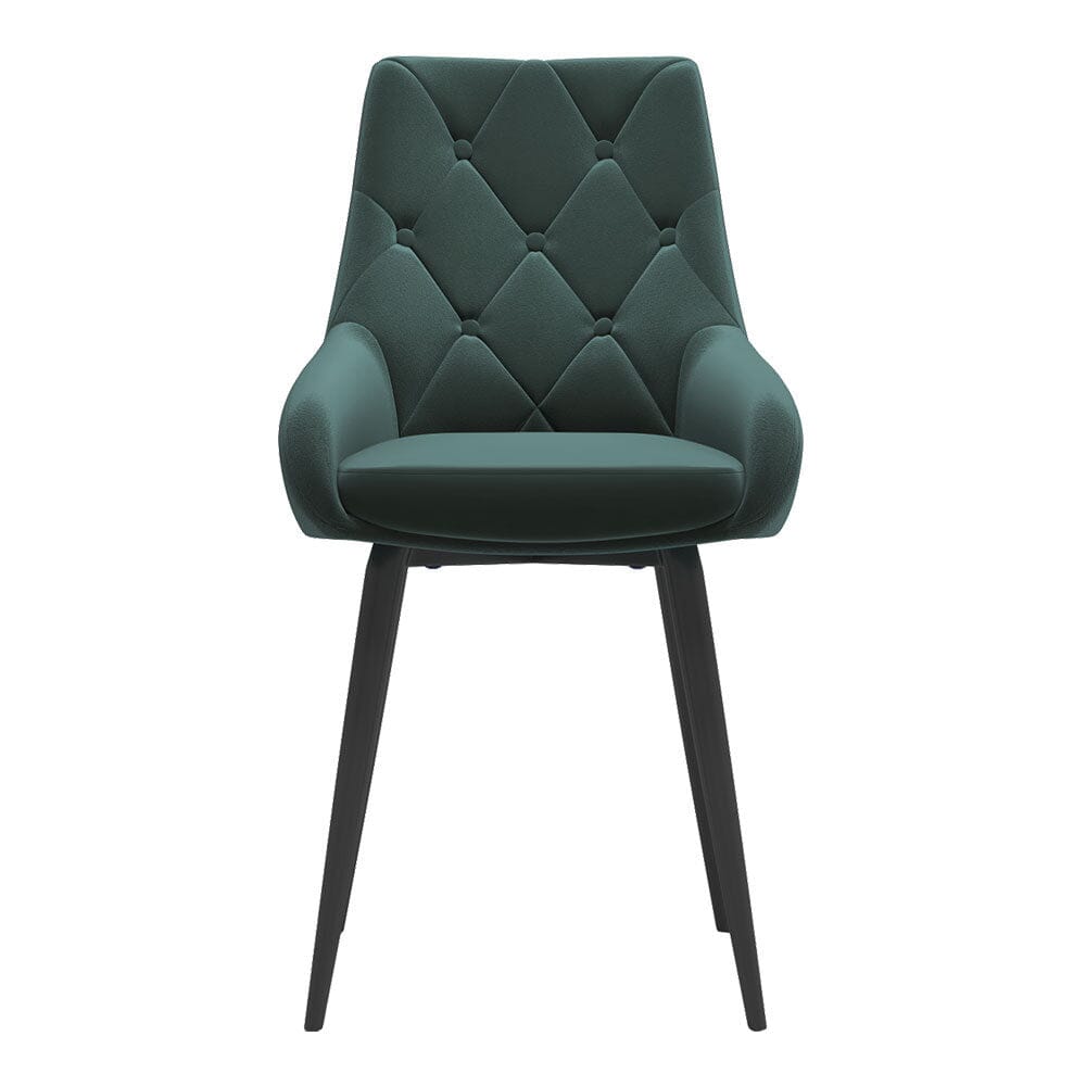 Set of 2 Dining Chair with Velvet Upholstery Green/Blue/Grey - House Comfort