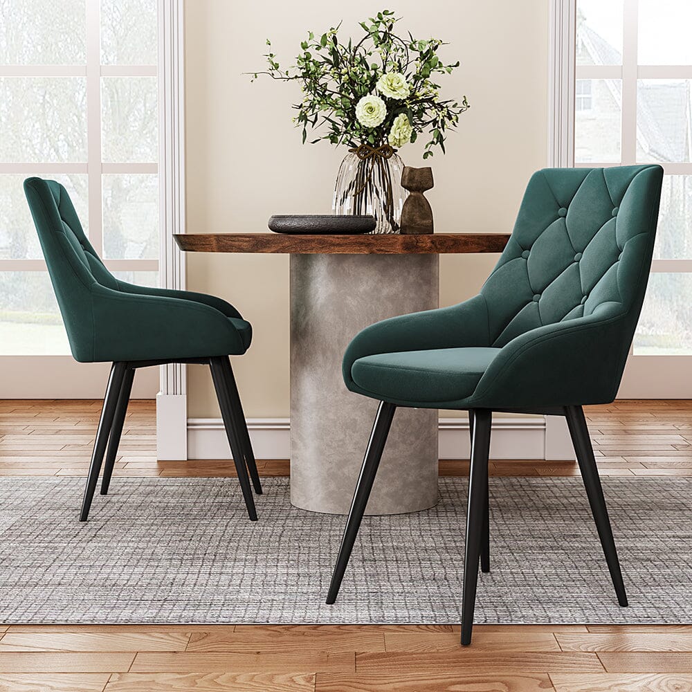 Set of 2 Dining Chair with Velvet Upholstery Green/Blue/Grey - House Comfort