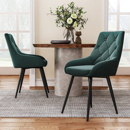 Set of 2 Dining Chair with Velvet Upholstery Green/Blue/Grey - House Comfort